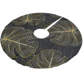 ゴールデン離れモンステラのフローラ、ロマンチックなシームレス。 ブラッシュドポリエステルツリースカート (アングル)