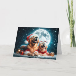 ゴールデン雪が降っているクリスマスカードを喜ぶ シーズンカード