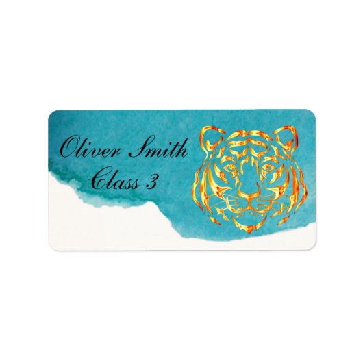 ゴールデン顔パーソナライズされたタイガースクールラベル ラベル (正面)