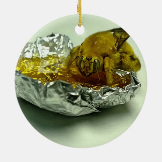 ゴールデン食べのまわりにズハニー セラミックオーナメント (裏面)