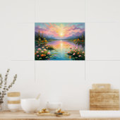 ゴールデン鮮やかサンセットオーバートランクルレイク ポスター (キッチン)