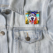 ゴールデン鮮やかレトリバーおたくグラス絵画ズ 缶バッジ (インサイチュ)