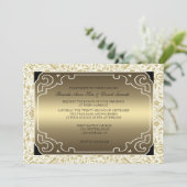 ゴールデン1920sアールデコ結婚式招待状 招待状 (スタンド正面)