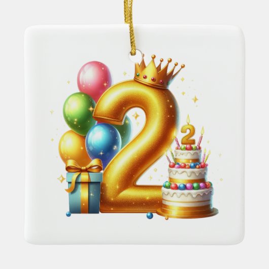 ゴールデン2歳の誕生日 セラミックオーナメント (正面)