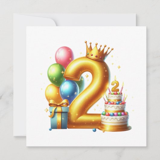 ゴールデン2歳の誕生日 招待状 (正面)