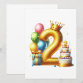 ゴールデン2歳の誕生日 招待状 (正面/裏面)