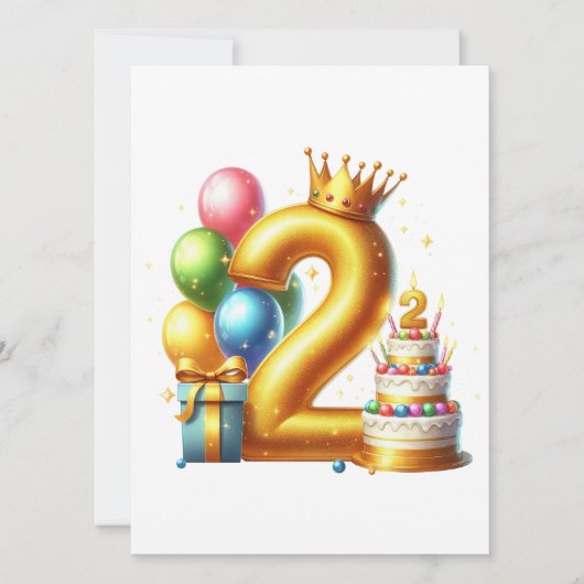 ゴールデン2歳の誕生日 招待状 (正面)