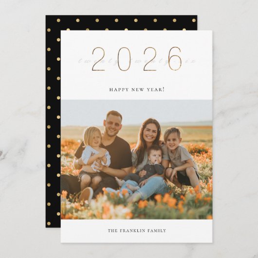 ゴールデン2024年新年の写真カード シーズンカード (正面/裏面)