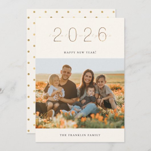 ゴールデン2024年新年の写真カード シーズンカード (正面/裏面)