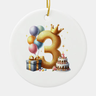 ゴールデン3歳の誕生日 セラミックオーナメント