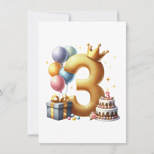 ゴールデン3歳の誕生日 招待状 (正面)