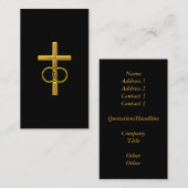 ゴールデン3-Dクロスと結婚のリングや輪 名刺 (正面/裏面)