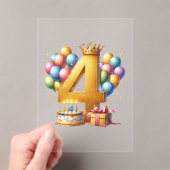ゴールデン4歳の誕生日 アクリル招待状 (インサイチュ (ポータブル))