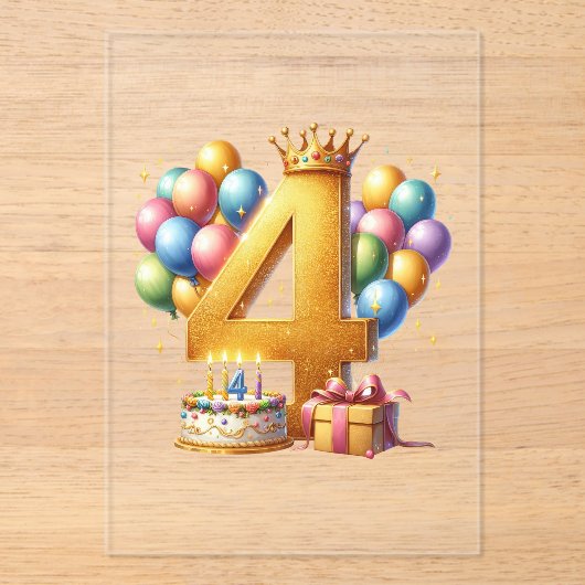 ゴールデン4歳の誕生日 アクリル招待状 (正面)
