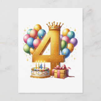 ゴールデン4歳の誕生日 インビテーションポストカード