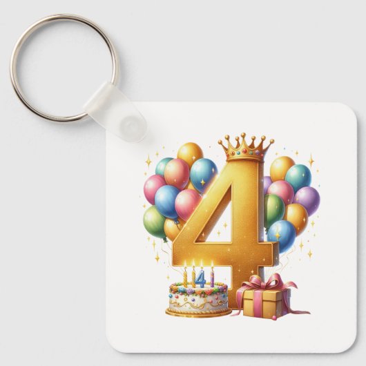 ゴールデン4歳の誕生日 キーホルダー (正面)