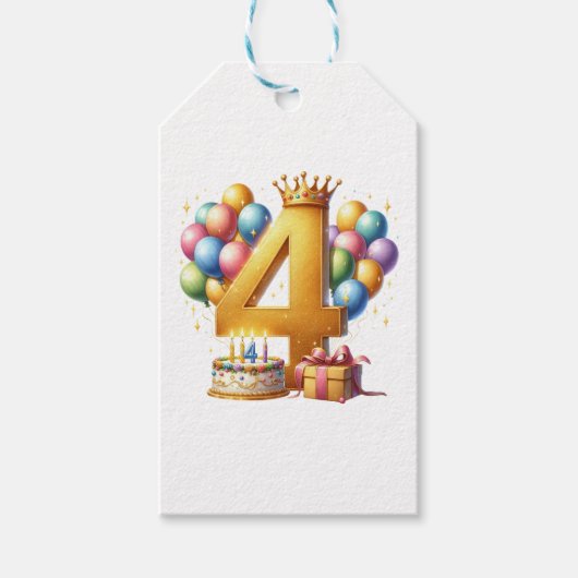 ゴールデン4歳の誕生日 ギフトタグ (正面)