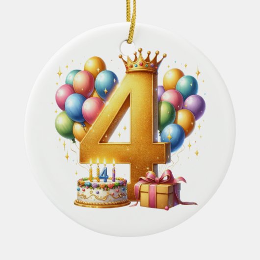ゴールデン4歳の誕生日 セラミックオーナメント (正面)