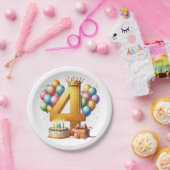 ゴールデン4歳の誕生日 ペーパープレート (パーティー)