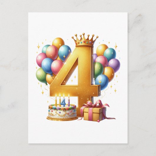 ゴールデン4歳の誕生日 ポストカード (正面)