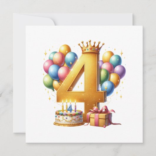 ゴールデン4歳の誕生日 招待状 (正面)