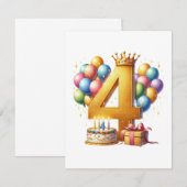 ゴールデン4歳の誕生日 招待状 (正面/裏面)