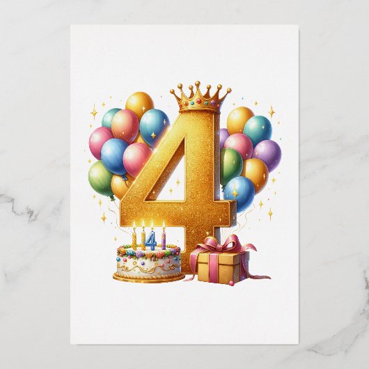 ゴールデン4歳の誕生日 箔招待状 (正面)