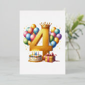 ゴールデン4歳の誕生日 箔招待状 (立ち正面)