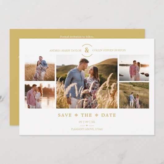 ゴールデン5カスタムフォトミニマリスト結婚コラージュ (正面/裏面)