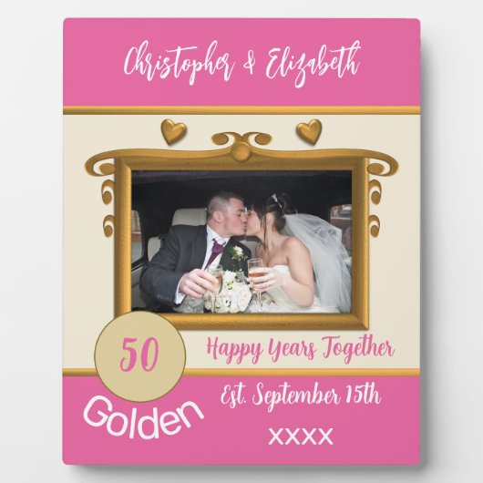 ゴールデン50周年の名前を追加フォトピンク フォトプラーク (正面)