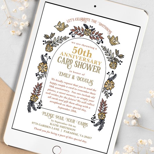 ゴールデン50周年ウェディングアニバーサリーカードシャワー 招待状