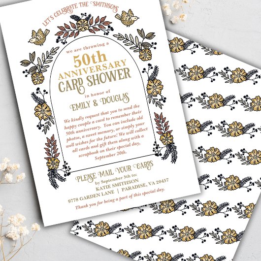 ゴールデン50周年ウェディングアニバーサリーカードシャワー 招待状