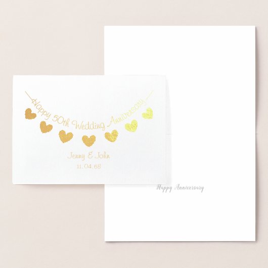ゴールデン50周年結婚ハートバンティングカード 箔カード (ディスプレー)
