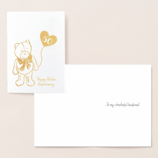 ゴールデン50周年結婚夫テディベア 箔カード (ディスプレー)