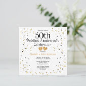 ゴールデン50周年結婚記念日コンフェッティーゴールド 招待状 (スタンド正面)