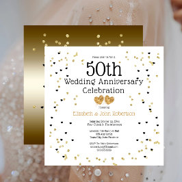 ゴールデン50周年結婚記念日コンフェッティーゴールド 招待状
