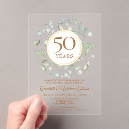ゴールデン50周年結婚記念日 ローレルグリーン アクリル招待状
