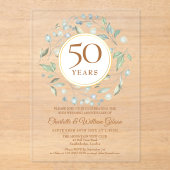 ゴールデン50周年結婚記念日 ローレルグリーン アクリル招待状 (正面)