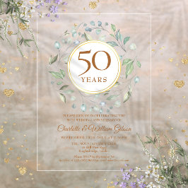 ゴールデン50周年結婚記念日 ローレルグリーン アクリル招待状