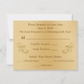 ゴールデン50周年結婚記念日 出欠確認(RSVP) メニュー付 招待状 (裏面)