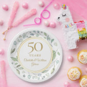 ゴールデン50周年記念のローレルグリーン装飾 ペーパープレート (パーティー)