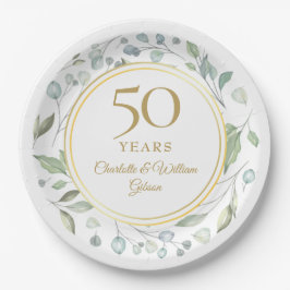 ゴールデン50周年記念のローレルグリーン装飾 ペーパープレート