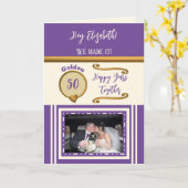 ゴールデン50周年記念ハッピーイヤー紫クリーム カード (黄色い花)