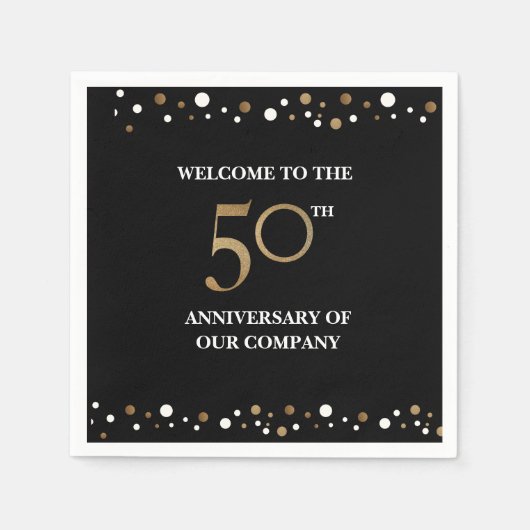 ゴールデン50周年記念紙吹雪金ゴールド スタンダードカクテルナプキン (正面)