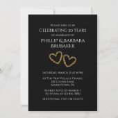 ゴールデン50周年記念結婚式パーティーのハートの写真 招待状 (正面)