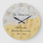 ゴールデン50結婚周年サテンレース  ラージ壁時計 (正面)