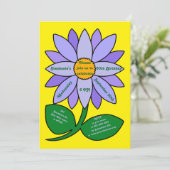 ゴールデン60誕生日シンプル紫ひまわり 招待状 (スタンド正面)