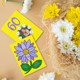 ゴールデン60誕生日シンプル紫ひまわり 招待状