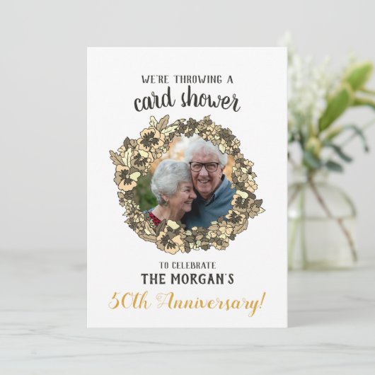 ゴールデン・アニバーサリー・カードシャワー フォト付 招待状 (スタンド正面)