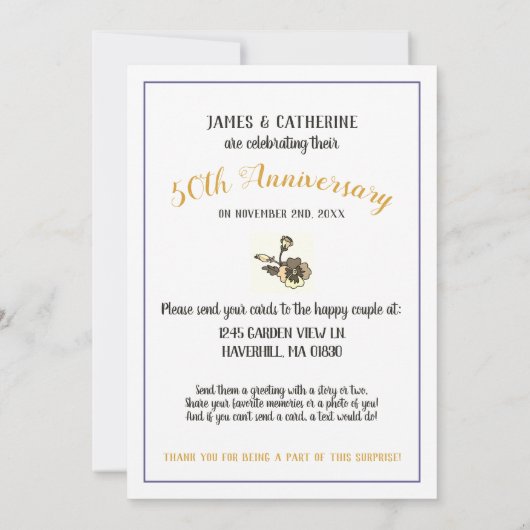 ゴールデン・アニバーサリー・カードシャワー フォト付 招待状 (裏面)